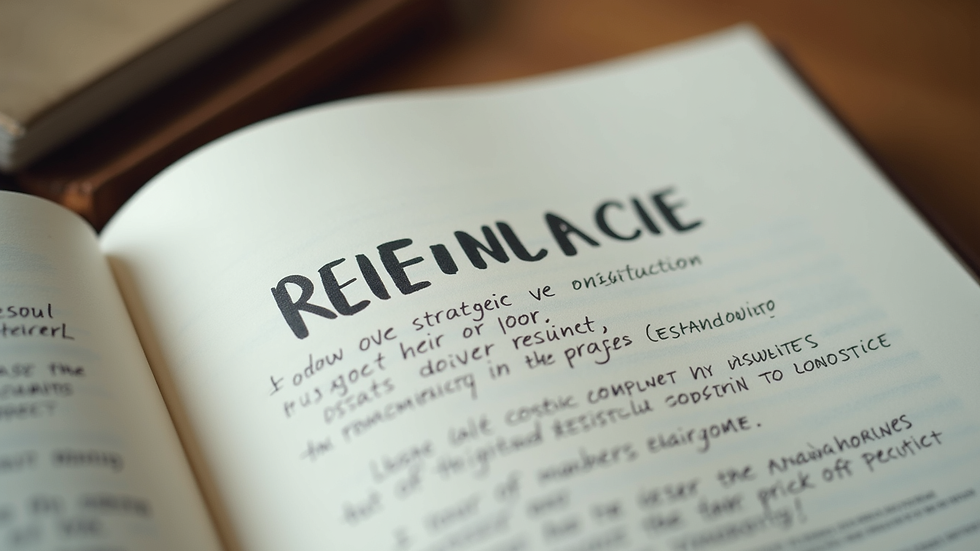 Close-up view of a journal with notes on resilience strategies