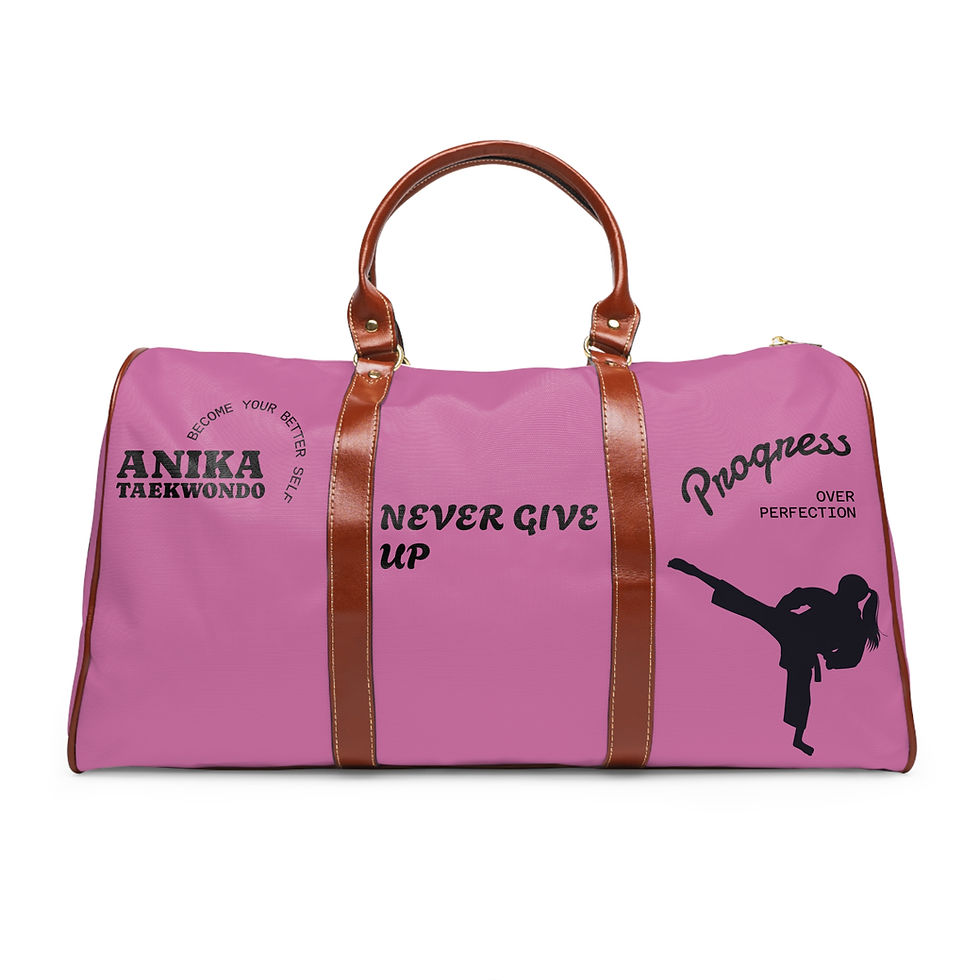 ANIKA Taekwondo motivational bag with 'Never Give Up'