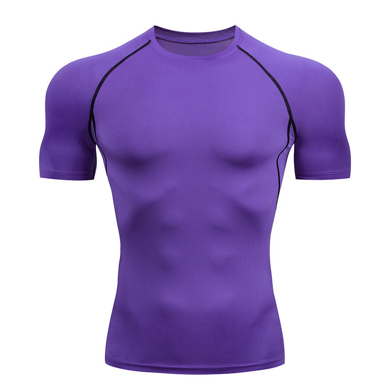 Miniature : Purple short-sleeve compression shirt