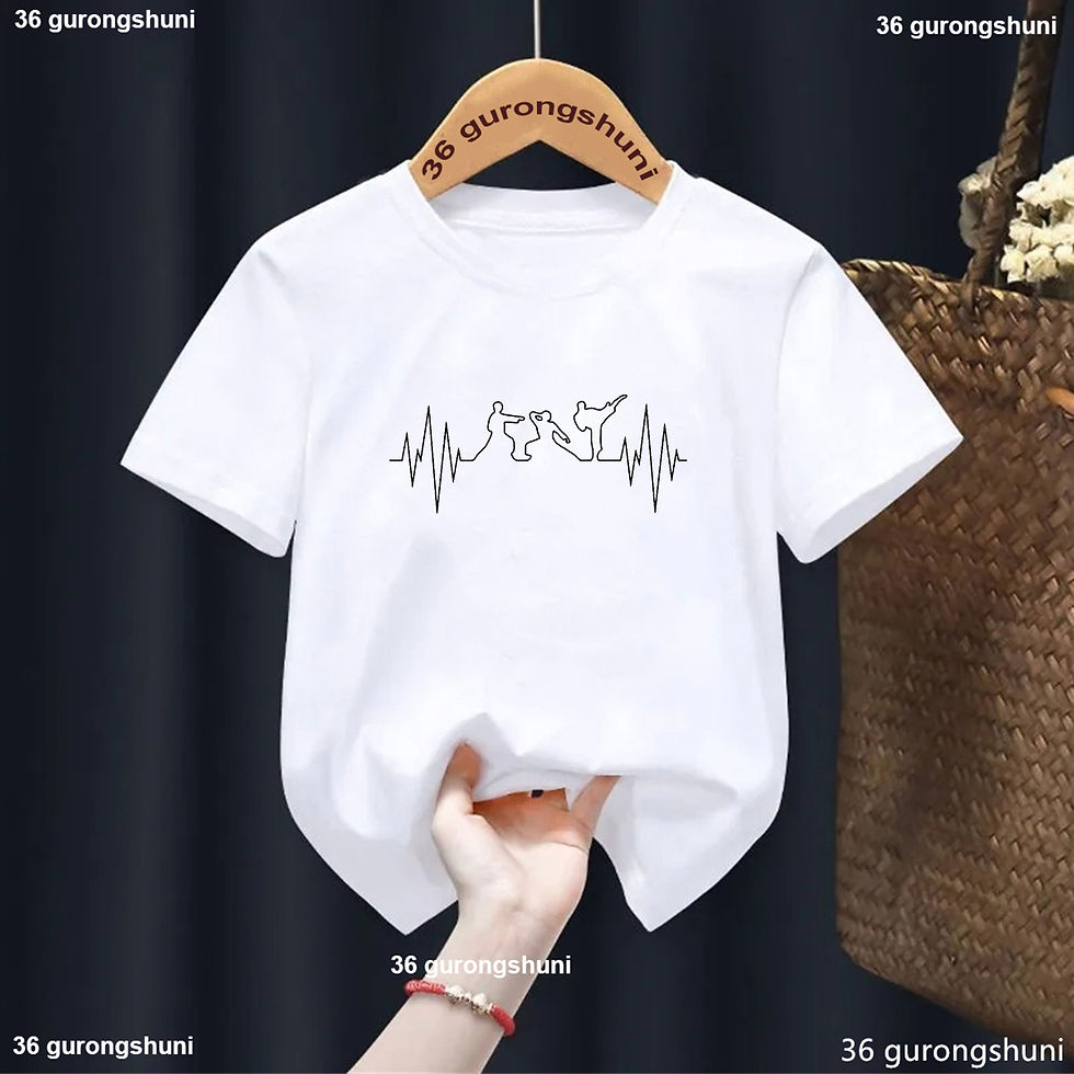 Miniature : White t-shirt with heartbeat line art and two animals