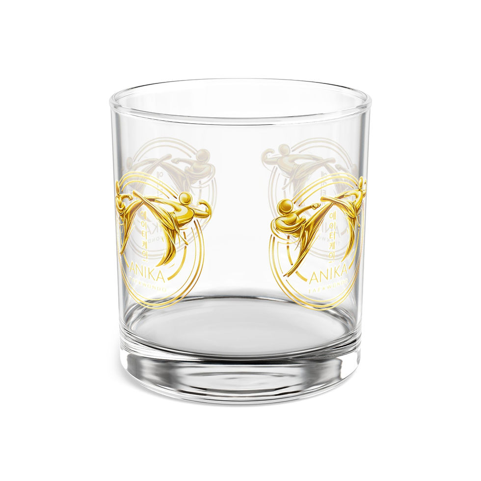 Gold script design on glass tumbler