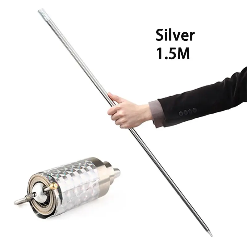 Silver 1.5M collapsible staff, extended and collapsed