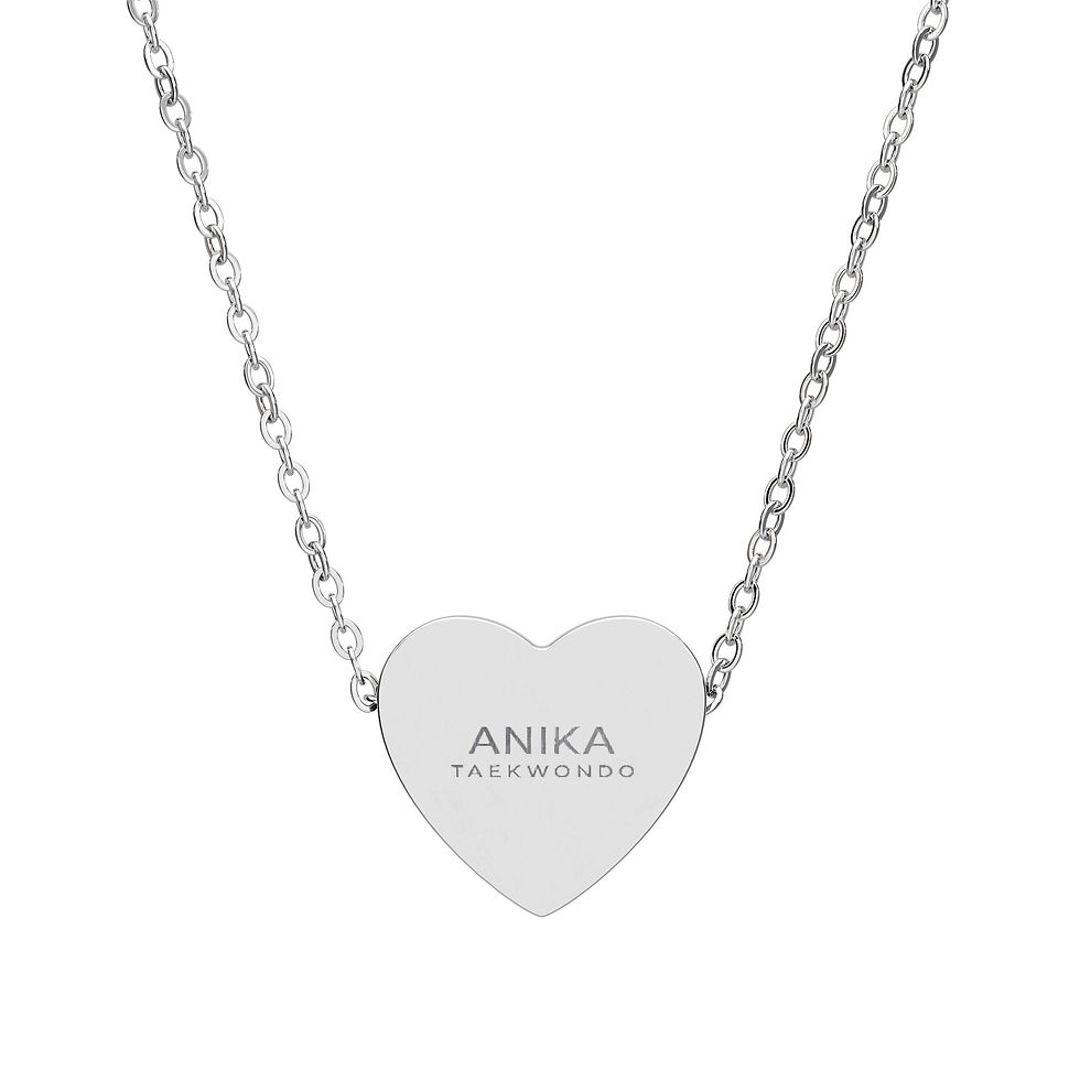 Thumbnail: Silver heart pendant with ANIKA TAEKWONDO engraving