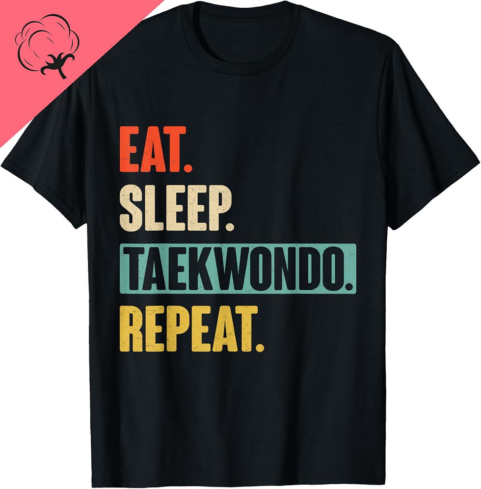 Miniature : Black t-shirt, 'EAT. SLEEP. TAEKWONDO. REPEAT.'