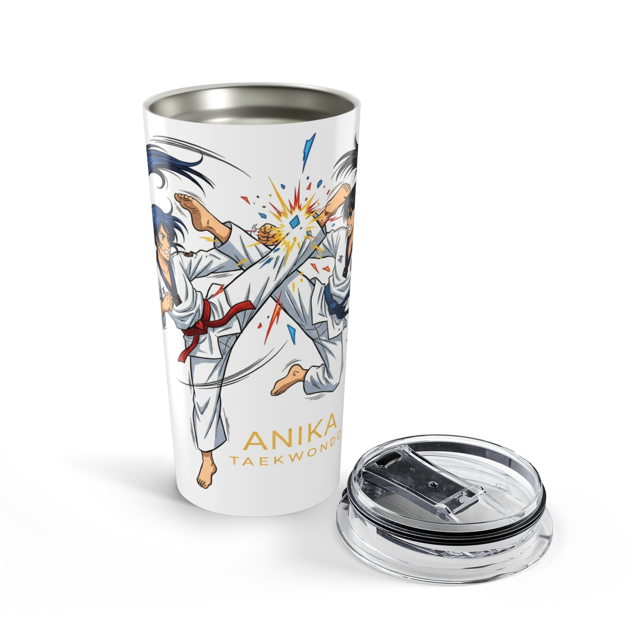 Anika Taekwondo 20oz tumbler with kick design