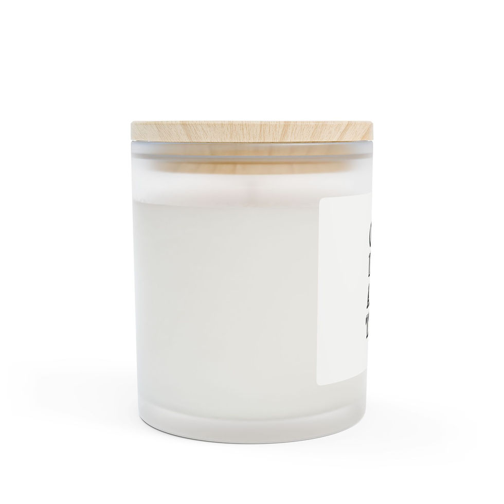 Thumbnail: White candle in frosted glass jar with wooden lid