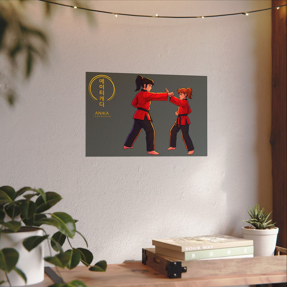 Miniature : Martial Arts Watercolor Poster — Taekwondo Girls Matte Print (Textured)