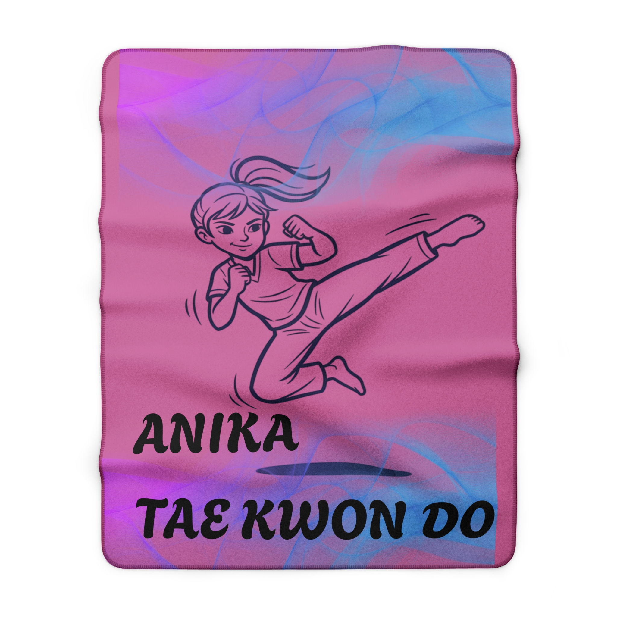 Couverture Sherpa Tae Kwon Do — Plaid d'arts martiaux personnalisé « Anika »