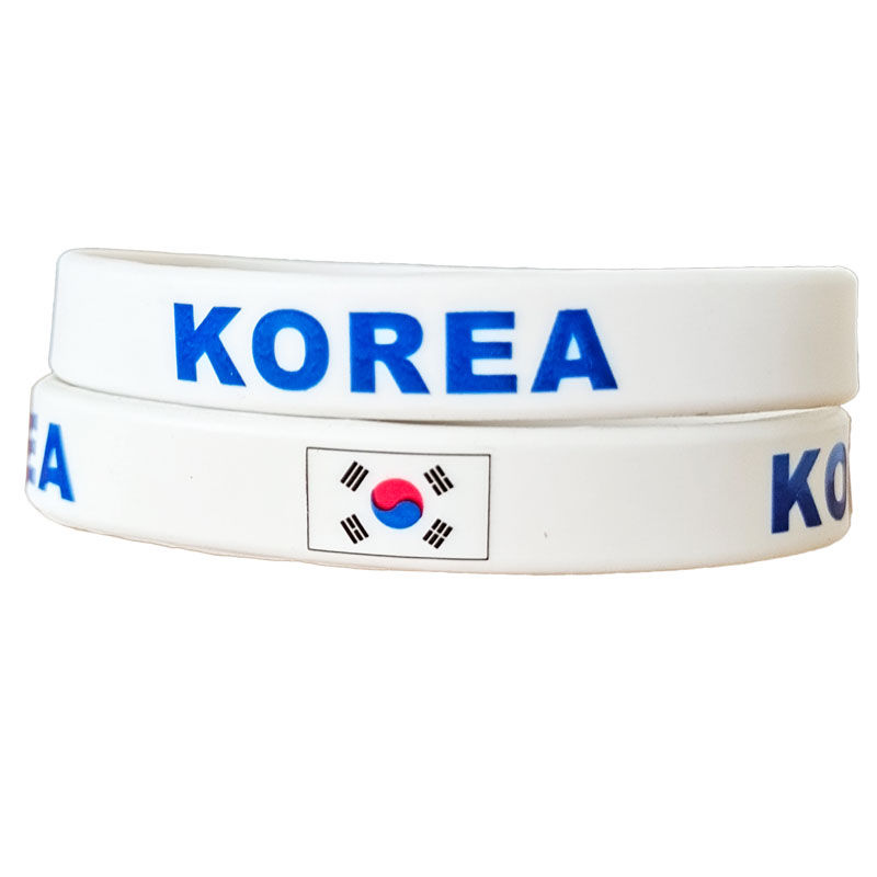 Thumbnail: White wristbands with KOREA text and Korean flag