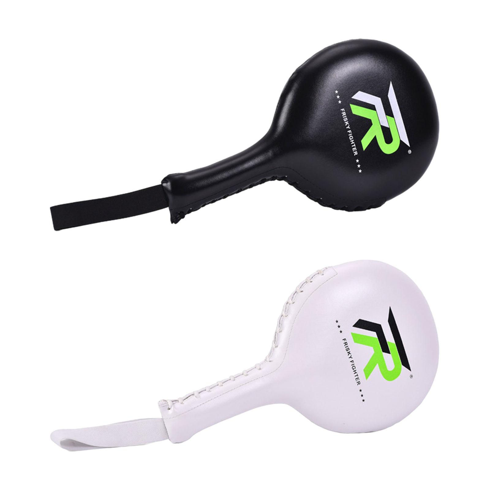 Black and white taekwondo kicking pads