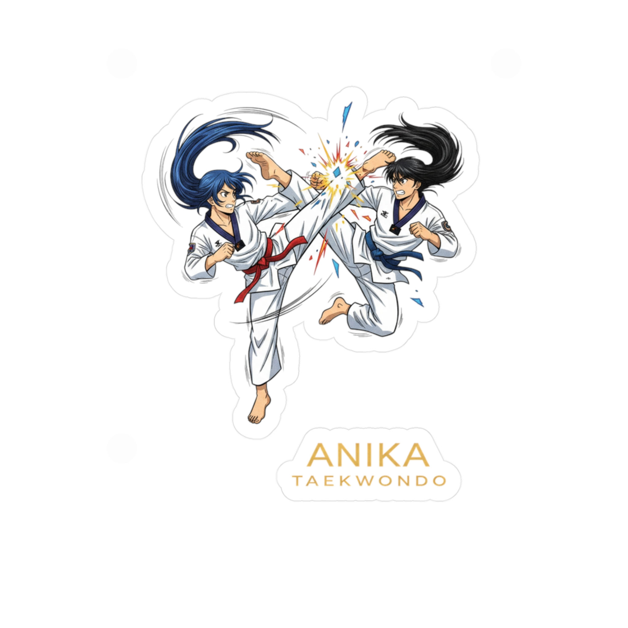 Taekwondo Fighters Kiss-Cut Vinyl Decals — 'Anika Taekwondo' Sticker