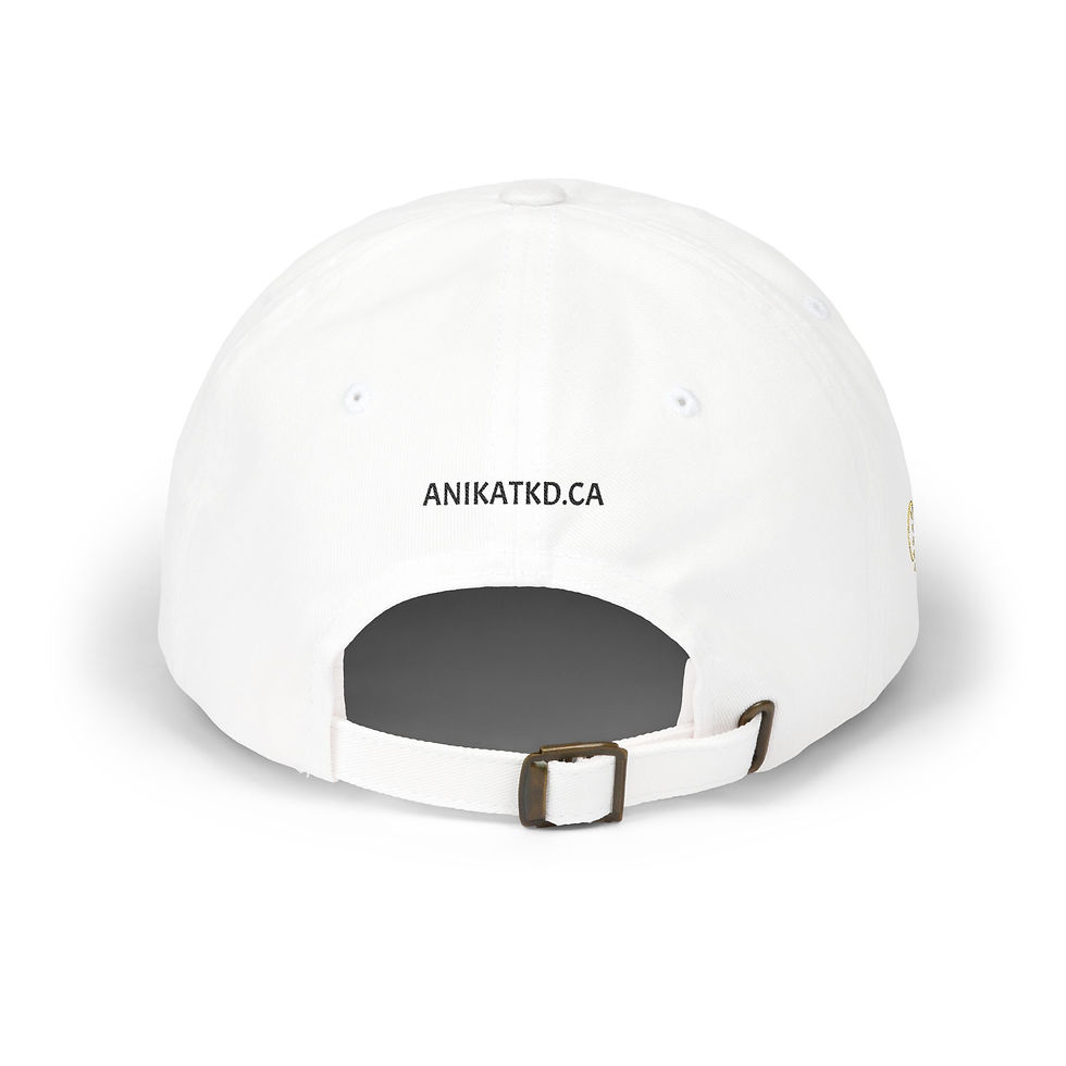 Thumbnail: White baseball cap, back view, with ANIKATKD.CA text