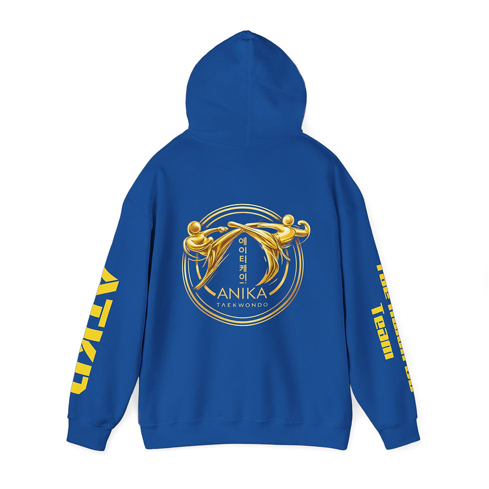 Miniature : Blue hoodie with Anika Taekwondo Gold Crest logo