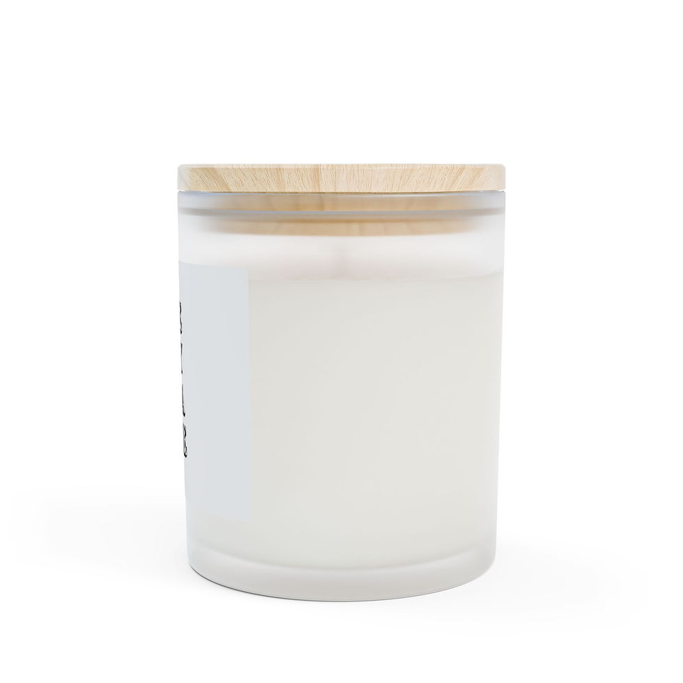 Thumbnail: White candle in frosted glass jar with wooden lid