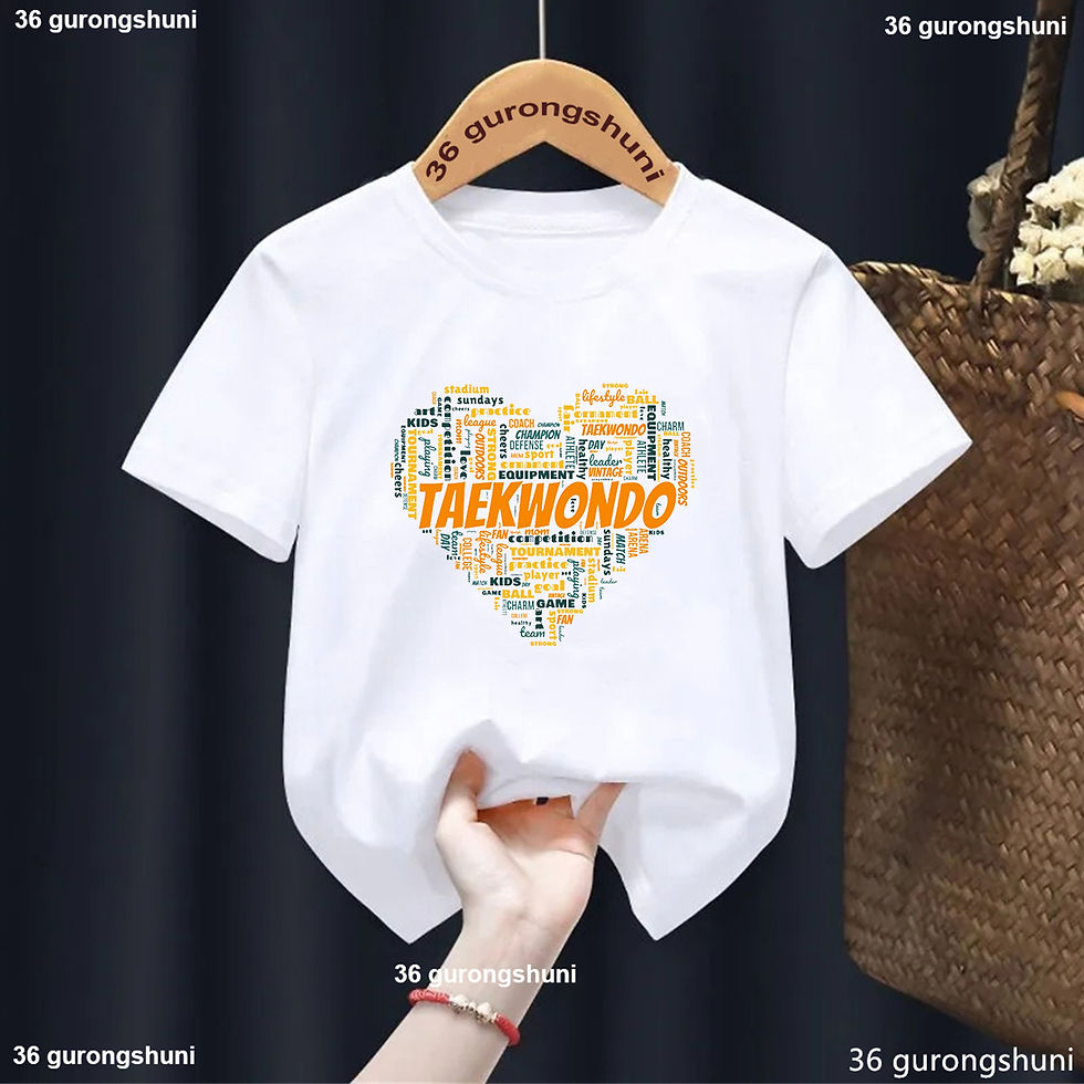 Miniature : White t-shirt with 'TAEKWONDO' heart graphic