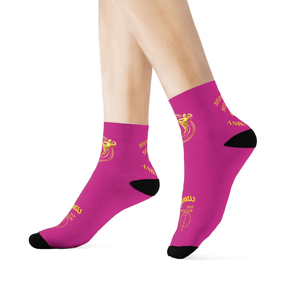 Miniature : Pink ankle socks with martial arts crest