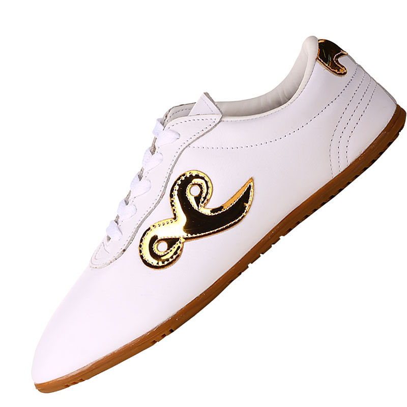 Miniature : White lace-up shoe with gold and black design