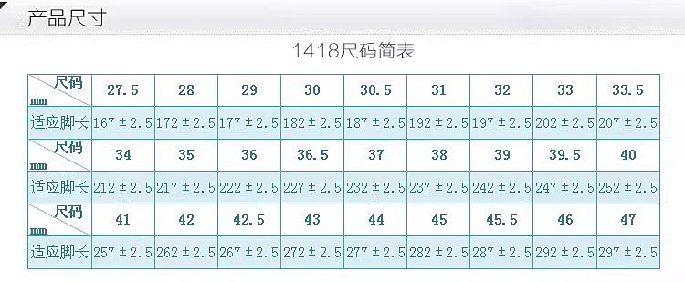 Miniature : Kids clog size chart