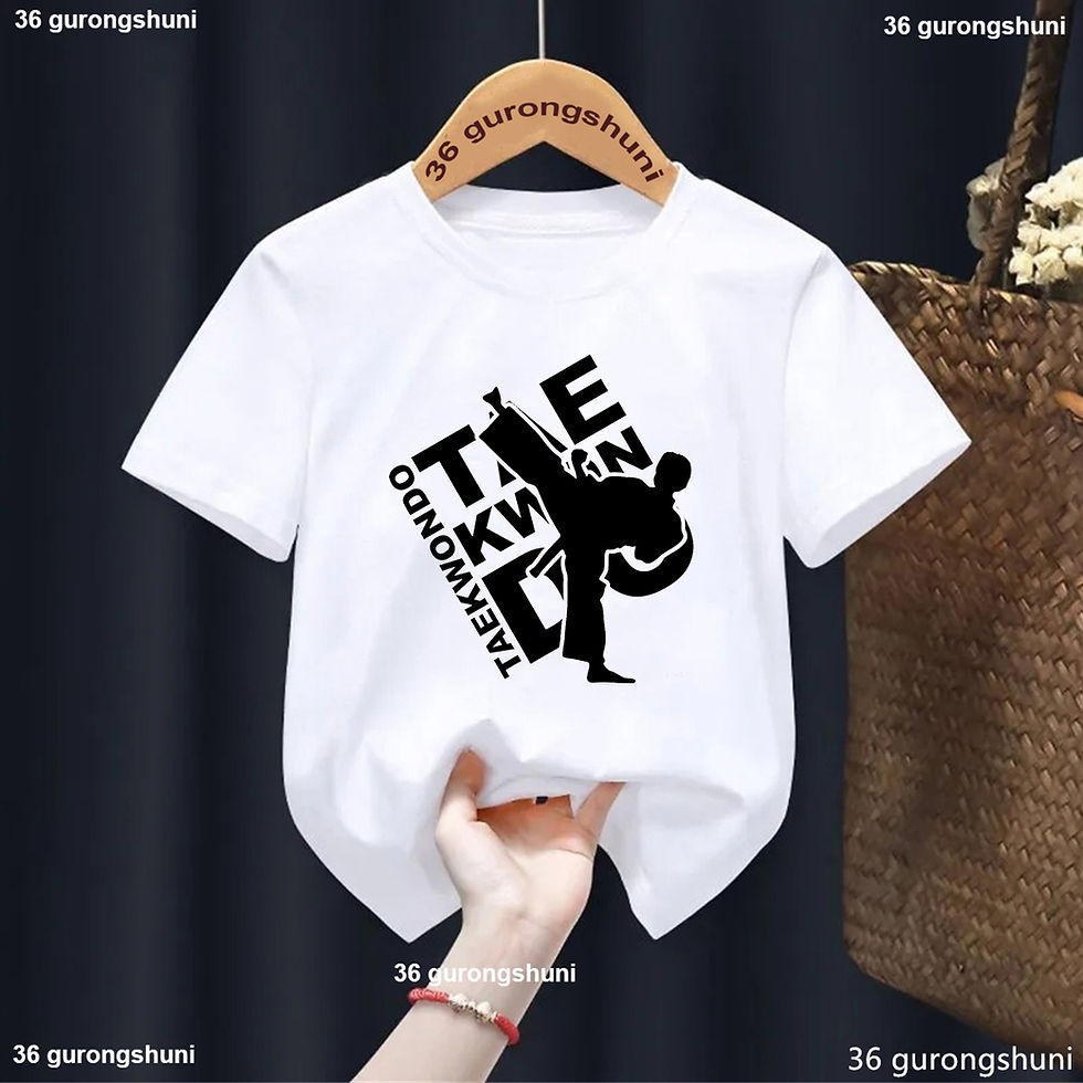 Miniature : White t-shirt with 'TAEKWONDO' graphic