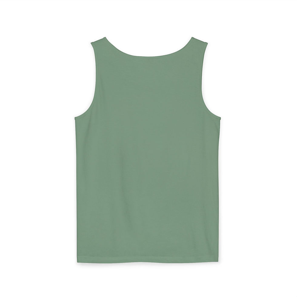 Miniature : Plain sage green tank top, back view