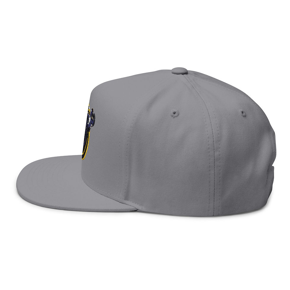 Thumbnail: Side view of a grey flat-brimmed cap