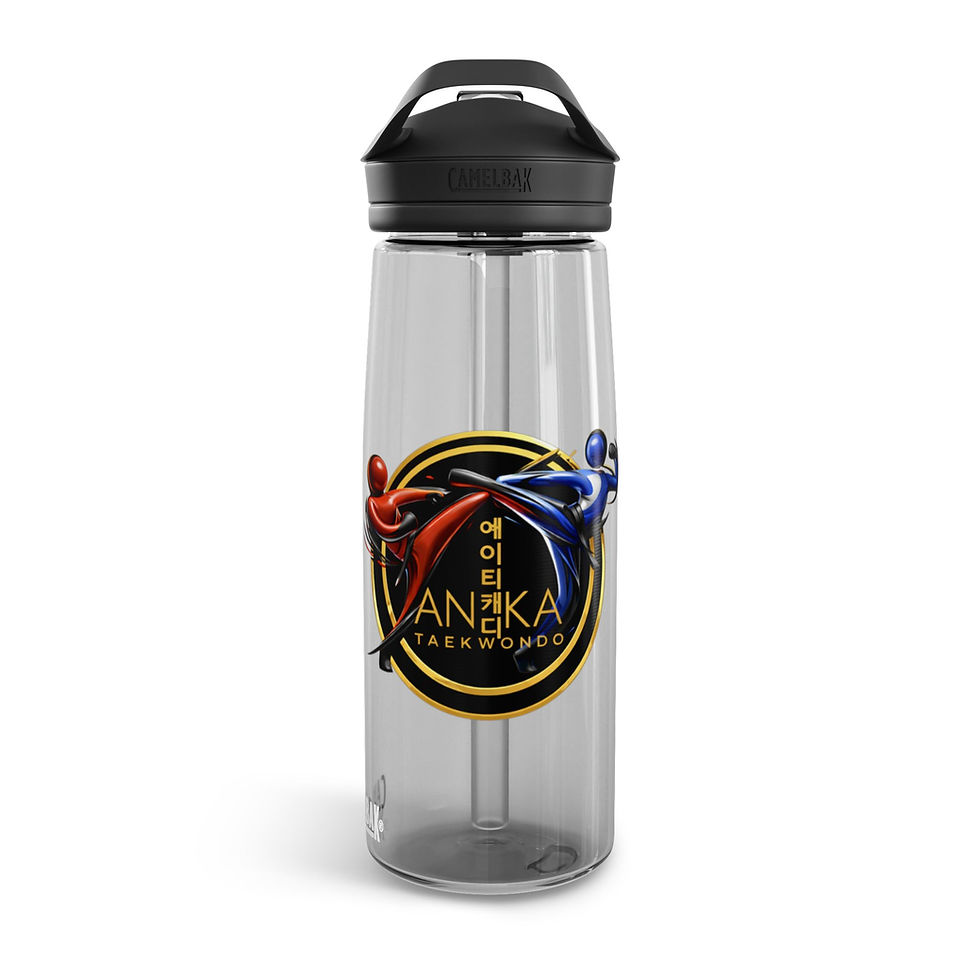 Thumbnail: Clear water bottle with Vanika Taekwondo logo