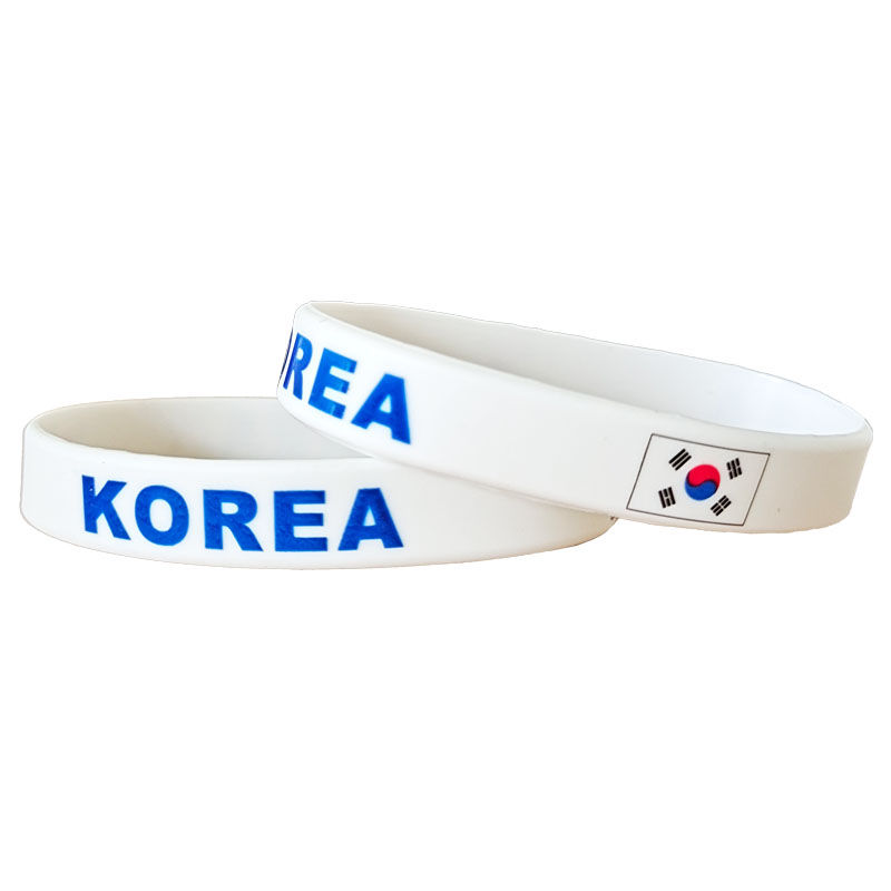 Miniature : White wristbands with KOREA and South Korean flag