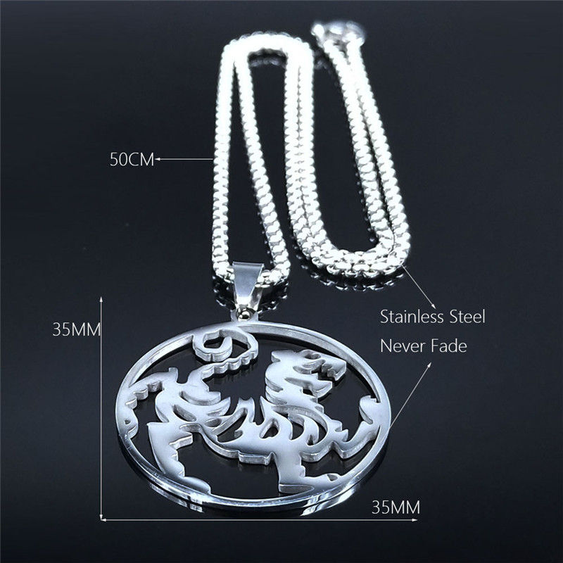 Miniature : Stainless steel Taekwondo emblem pendant necklace, 50CM chain.