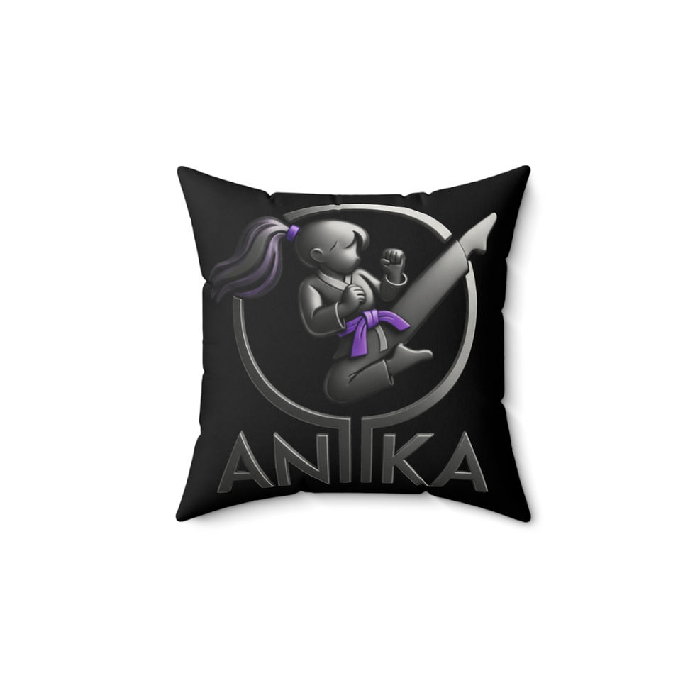 Black pillow with ANIKA martial arts logo