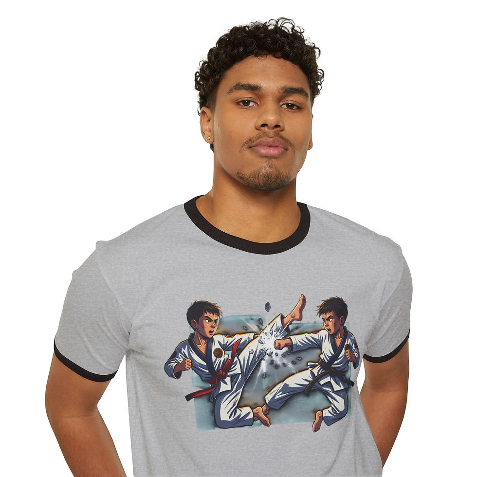Thumbnail: Anika Vintage Tae Kwon Do Kick Ringer T-Shirt on a man