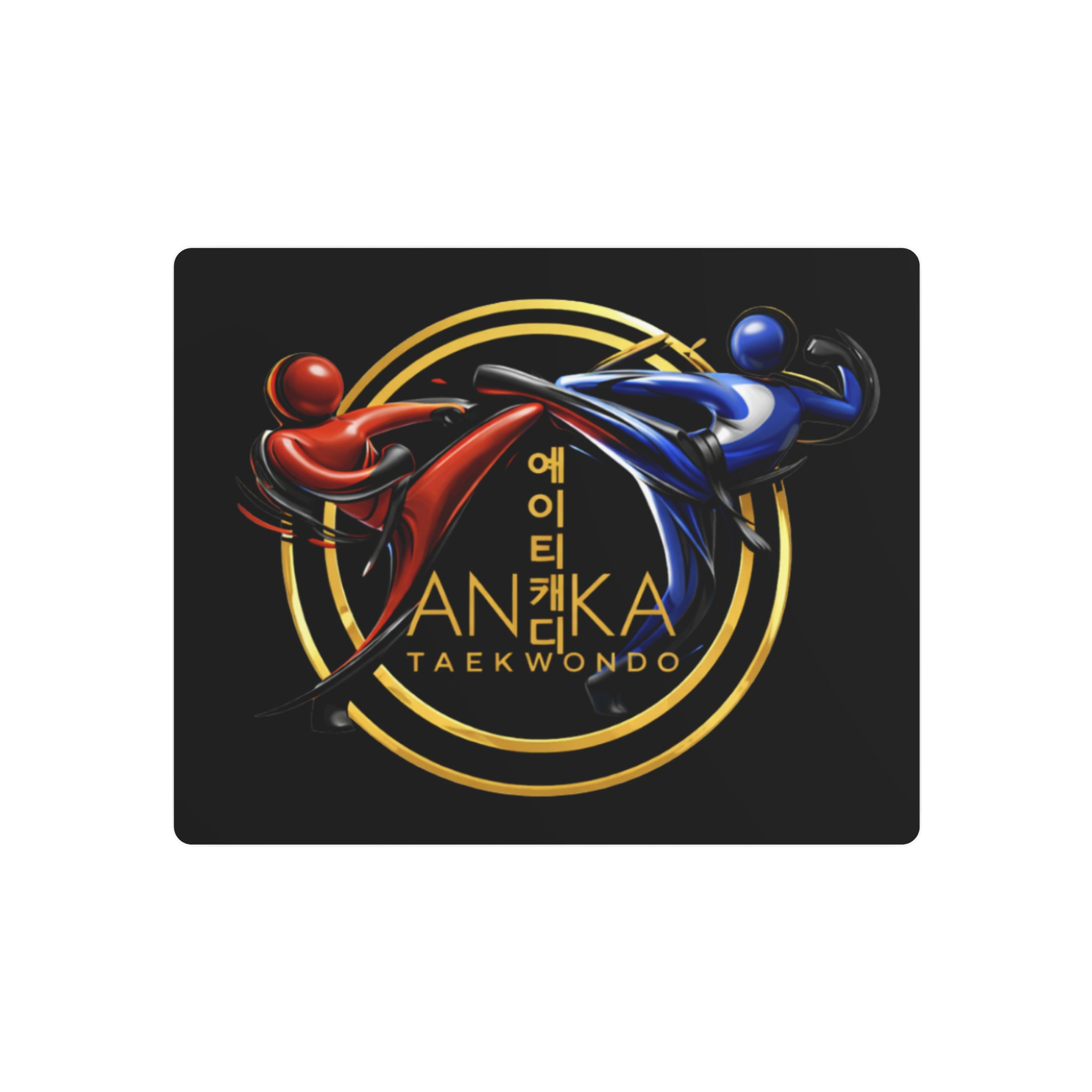 Taekwondo Metal Art Sign — Kicking Fighters Logo Wall Plaque