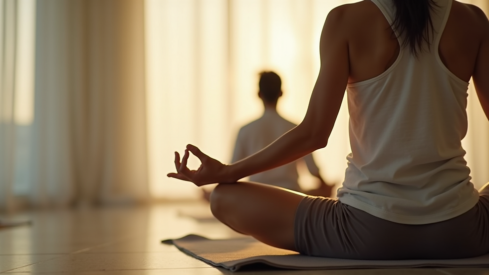 Close-up view of a person practicing yoga in a serene environment