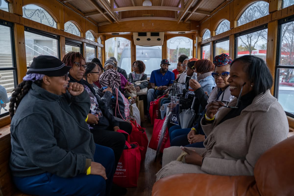 Neighbors aboard a housing fair trolley tour · 2022