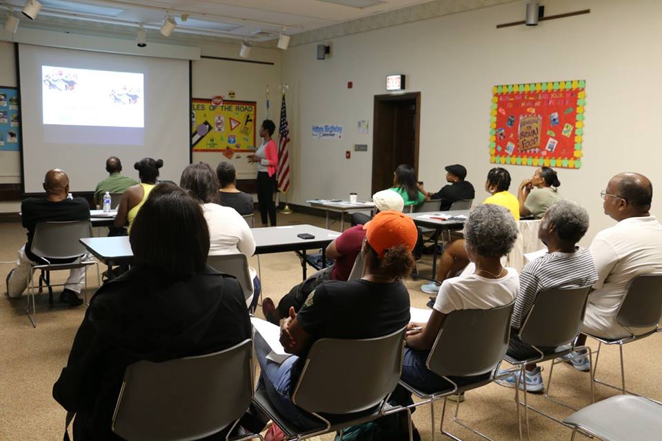 Later Block Club Assembly, recruiting and appreciation session · South Shore Public Library · 2017 · Julia Hunter / Work2gether4peace archive.