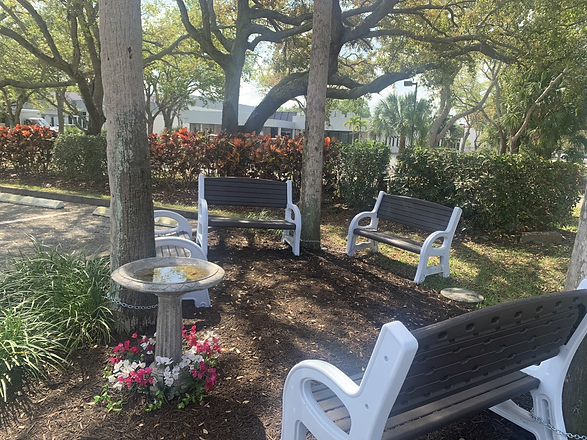 Outdoor waiting area for parents