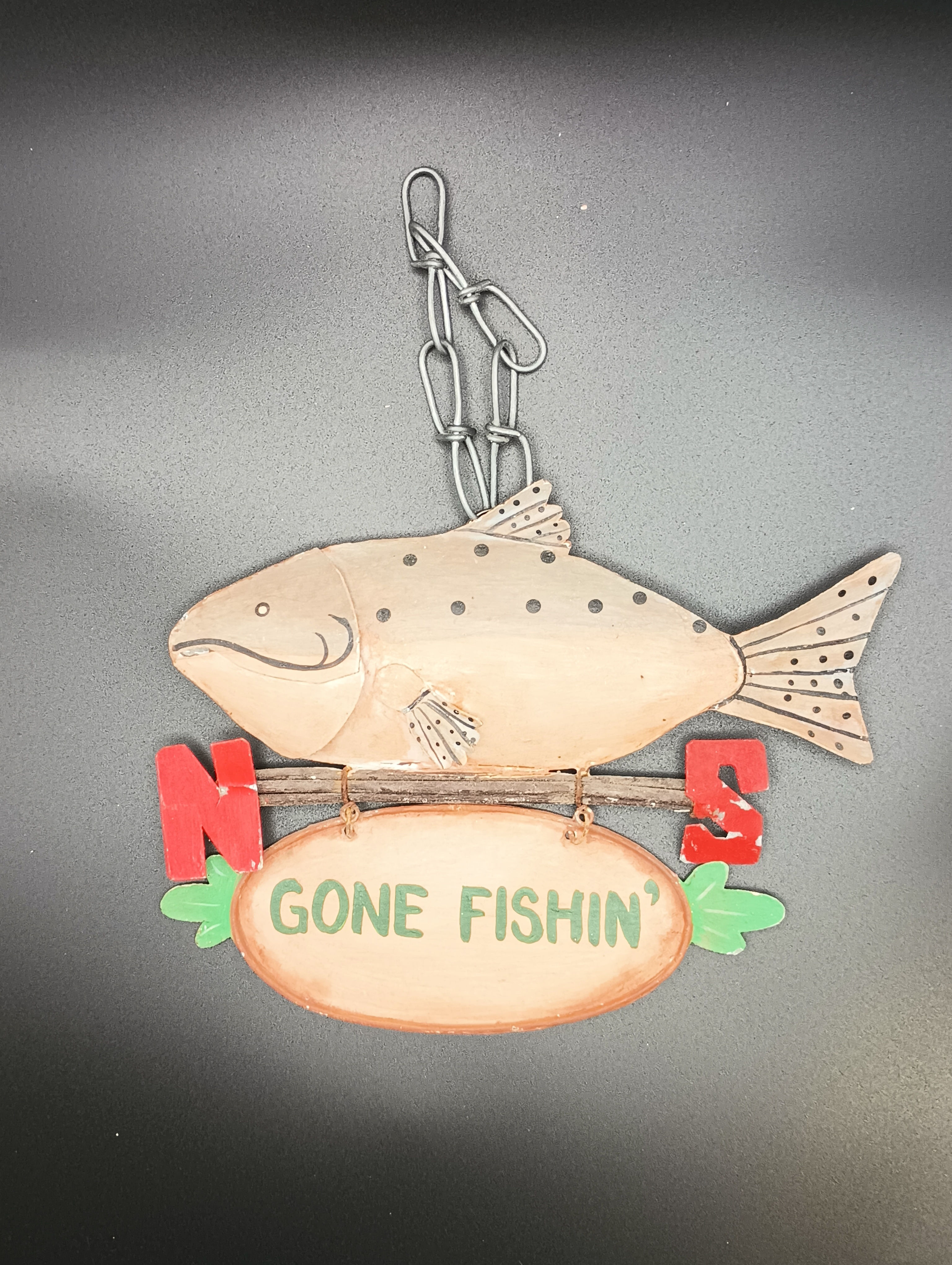 Wooden Philippian Gone Fishing Decor (6 1/2")