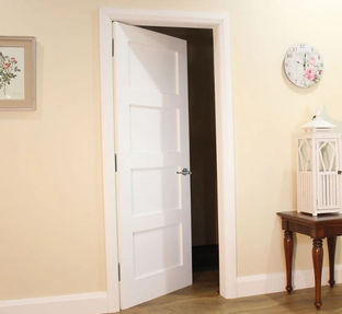 White wooden door in a living room