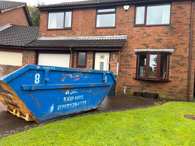 Skip on a front garden