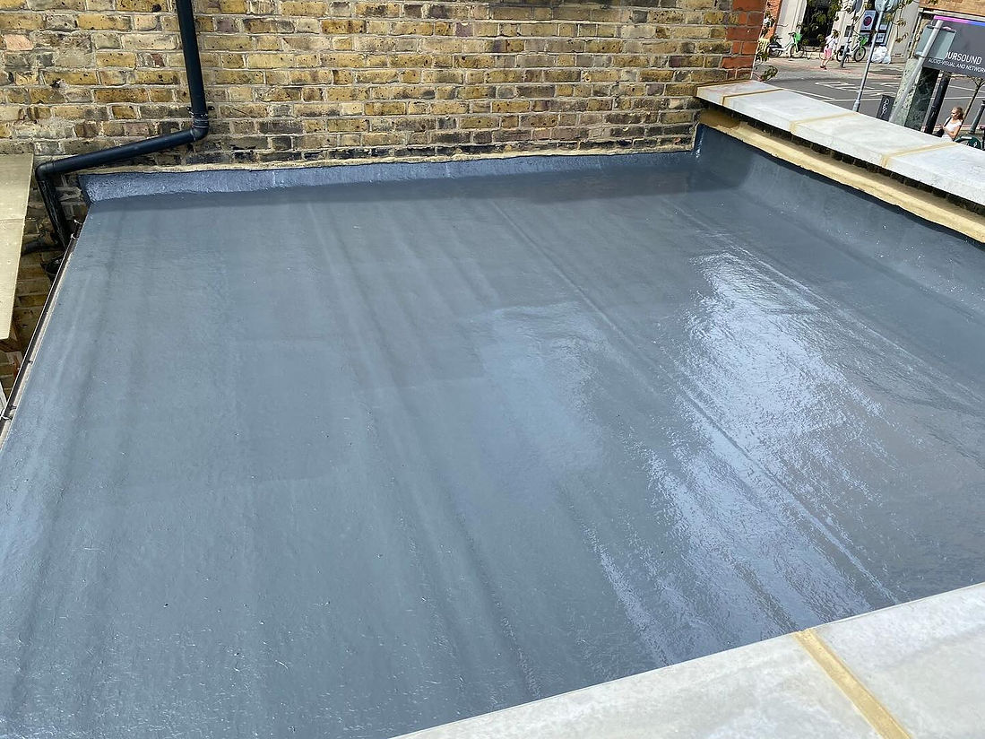 A brand new grey flat roof