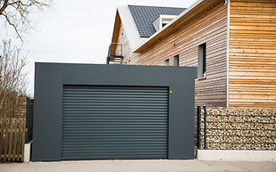 Modern roller garage door in black