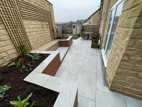 white block paving on the side of a house