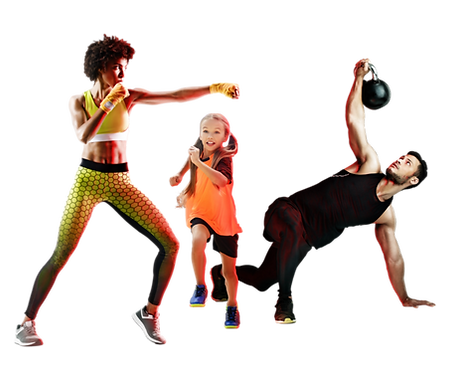 Gym members exercising