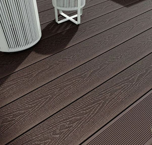 Dark wood composite decking