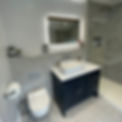 brand new blue and grey bathroom