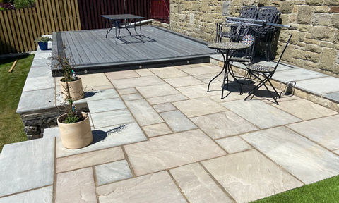 Block paving and raised decking
