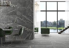 Marble style tiles in living area