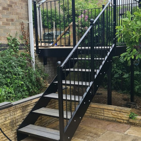 Black staircase for garden patio
