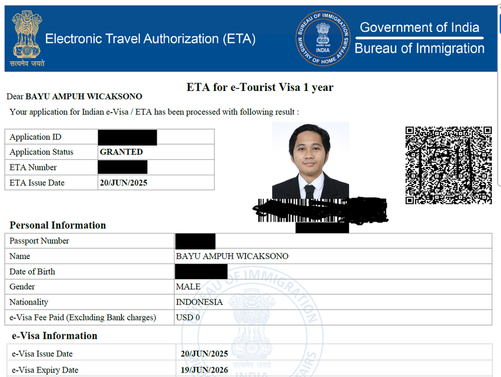 E-visa India ditolak