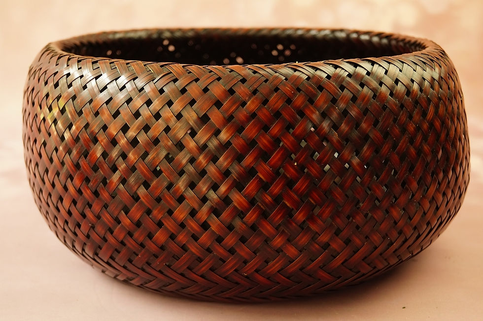 Miniaturbild: MIDCENTURY – handgearbeiteter geflochtener, signierter Brotkorb aus Japan 50er