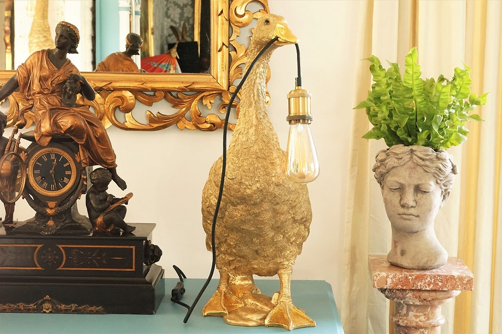 Miniaturbild: Goldene Gans – phänomenale, große Tischlampe –  ca. 62 cm